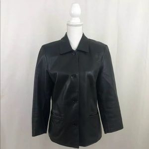 Ann Taylor Leather Black Jacket Button Down
